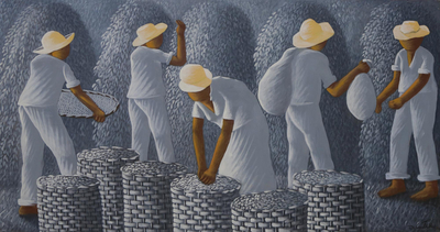 Brazilian Painting of Coffee Harvest