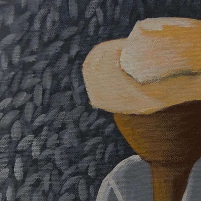 'La Cosecha del Café' - Pintura Brasileña de Cosecha de Café