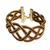 Gold-accented golden grass wristband bracelet, 'Infinite Braid in Currant' - Golden Grass Bracelet with 18k Gold Clasp