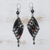 Hematite and recycled paper dangle earrings, 'Black Diamond' - Recycled Magazine and Hematite Earrings thumbail