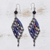 Amethyst and recycled paper dangle earrings, 'Purple Diamond' - Handcrafted Amethyst and Recycled Paper Earrings thumbail