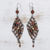 Sunstone and recycled paper dangle earrings, 'Russet Diamond' - Sunstone and Recycled Paper Earrings thumbail