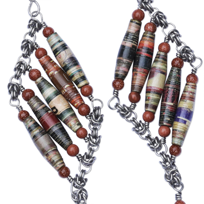 Curated gift set, 'Chic in Brown' - Eco-Friendly Wristlet Necklace and Earrings Curated Gift Set