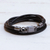 Leather wrap bracelet, 'Double Down' - Modern Black Leather Cord Wrap Bracelet (image 2) thumbail