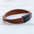 Leather wrap bracelet, 'Brown and Black Overlap' - Men's Black Clasp Brown Leather Modern Wrap Bracelet
