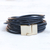 Leather cord bracelet, 'Golden Lunar Rotations' - Brazilian Black Leather Cord Bracelet w/ Golden Clasp (image 2c) thumbail