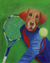 'Nadal' - Mixed Media Painting of Tennis Playing Dog from Brazil thumbail