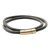 Leather cord wrap bracelet, 'Black and Gold Urban Confidence' - Brazilian Black & Golden Leather Cord Wrap Bracelet thumbail