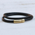 Leather cord wrap bracelet, 'Black and Gold Urban Confidence' - Brazilian Black & Golden Leather Cord Wrap Bracelet (image 2c) thumbail