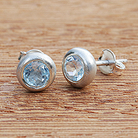Featured review for Blue topaz stud earrings, Celestial Allure