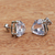 Aretes de cuarzo - Pendientes de botón de plata rodiada con cuarzo cristal de Brasil