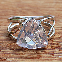 Quartz cocktail ring, 'Pyramid of Light'