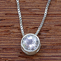 Topaz pendant necklace, 'Sparkling Light' - Brazilian White Topaz and Sterling Silver Pendant Necklace