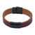 Leather wristband bracelet, 'Black Planets, Brown Universe' - Modern Brown & Black Leather Wristband Bracelet from Brazil