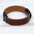 Leather wristband bracelet, 'Black Planets, Brown Universe' - Modern Brown & Black Leather Wristband Bracelet from Brazil