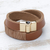 Gold accented leather wrap bracelet, 'Rio Rustic' - Brazilian Leather Wrap Bracelet in Saddle Brown (image 2c) thumbail