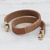 Gold accented leather wrap bracelet, 'Rio Rustic' - Brazilian Leather Wrap Bracelet in Saddle Brown (image 2d) thumbail