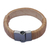 Leather wristband bracelet, 'Copacabana Chic' - Beige Leather Wristband Bracelet from Brazil