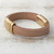 Leather wristband bracelet, 'Golden Planets, Beige Universe' - Modern Beige and Gold Leather Wristband Bracelet from Brazil (image 2b) thumbail