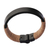 Leather wristband bracelet, 'Copacabana Contrast' - Black and Beige Leather Wristband Bracelet