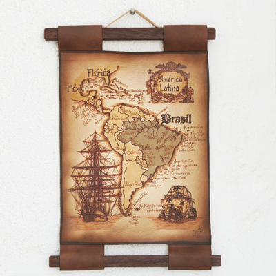Leather wall map, Map of Latin America