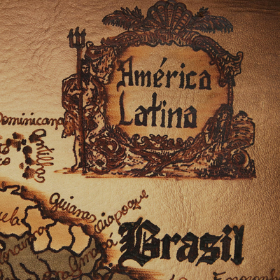 Mapa de pared de cuero - Mapa de América Latina en cuero hecho a mano