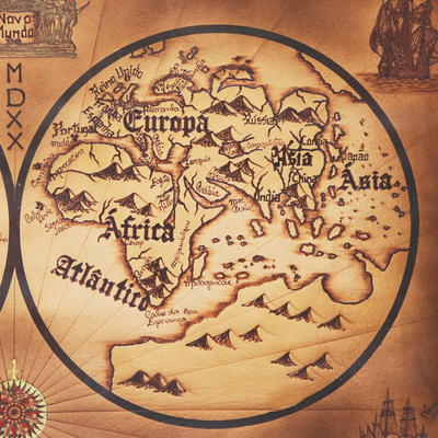 Wandkarte aus Leder, 'Novo Mundo 1520' - Leder Wanddisplay Karte der Neuen Welt