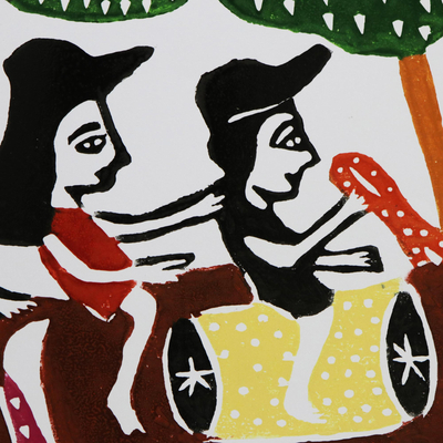 'Trabajadores agrícolas' - Trabajadores agrícolas de Brasil grabado en madera en color por <span data-gp-noloc='node'>J. Borges</span>