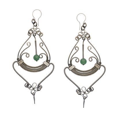 Quartz chandelier earrings, 'Pendulum Swing' - Stainless Steel Earrings with Quartz