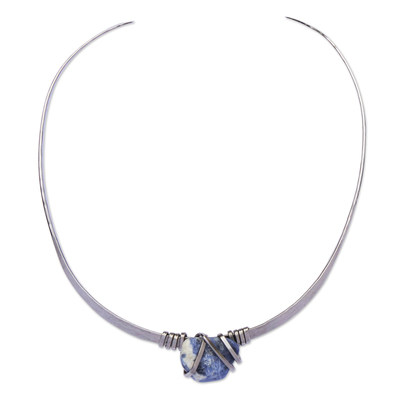 Sodalite collar necklace, 'Cloud Embrace' - Contemporary Sodalite Collar Necklace