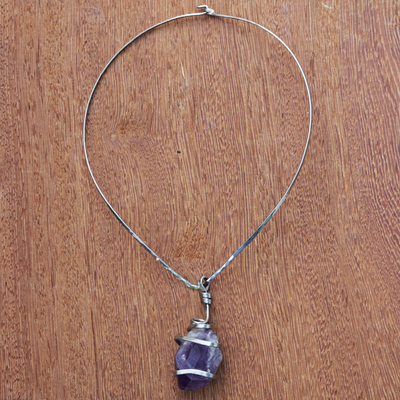 Amethyst collar necklace, 'Contessa' - Freeform Amethyst Collar Necklace
