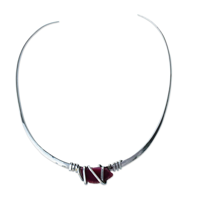 Halskette mit Achathalsband - Halskette mit rosafarbenem Achathalsband