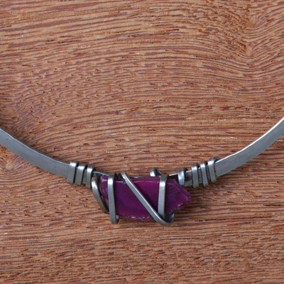 Agate collar necklace, 'Rose Embrace' - Pink Agate Collar Necklace