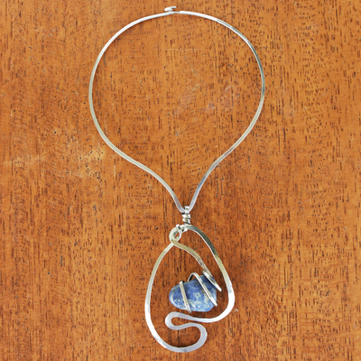 Halskette mit Sodalith-Anhänger - Halskette mit Anhänger aus natürlichem Sodalith