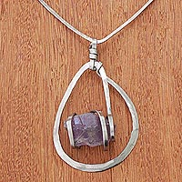 Amethyst pendant necklace, 'Natural Resources' - Artisan Crafted Amethyst Pendant Necklace
