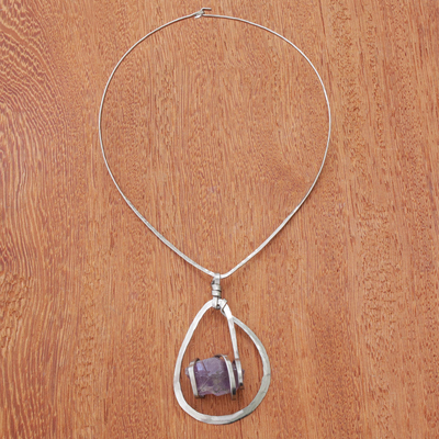 Amethyst pendant necklace, 'Natural Resources' - Artisan Crafted Amethyst Pendant Necklace