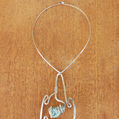 Halskette mit Jaspis-Anhänger - Ozean-Jaspis-Anhänger-Halskette