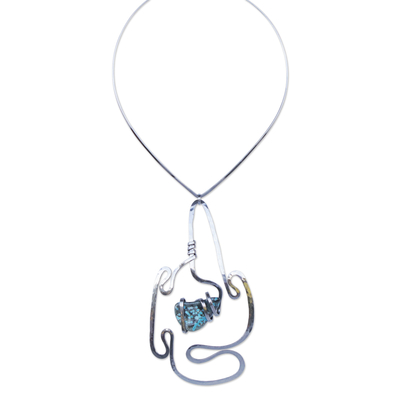 Jasper pendant necklace, 'Winding Trail' - Ocean Jasper Pendant Necklace