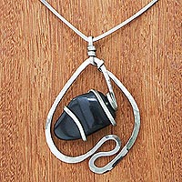Onyx pendant necklace, 'Preference' - Unique Black Onyx Necklace