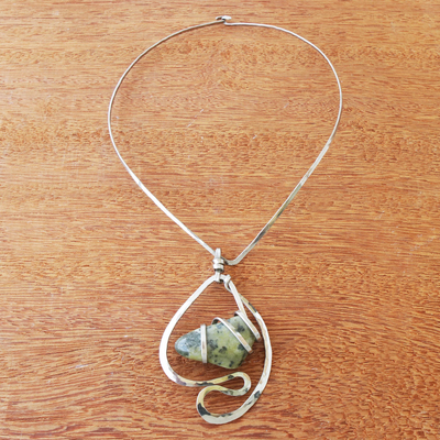 Jade pendant necklace, 'Verdant Rio' - Hand Crafted Jade Necklace