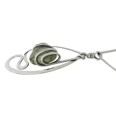 Jade pendant necklace, 'Verdant Rio' - Hand Crafted Jade Necklace