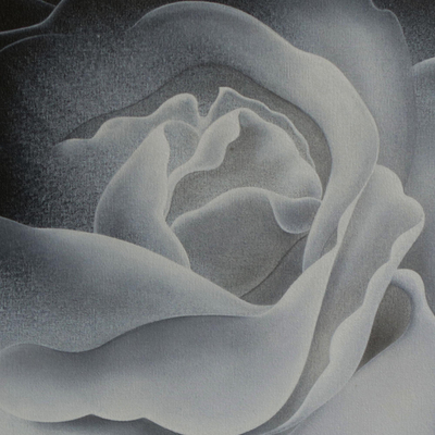 'Existence I' (2014) - Signed Monochromatic Rose Painting