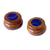 Agate and wood jewelry boxes, 'Purple Waves' - Small Round Agate and Wood Jewelry Boxes (Pair) thumbail