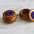 Agate and wood jewelry boxes, 'Purple Waves' - Small Round Agate and Wood Jewelry Boxes (Pair) (image 2c) thumbail
