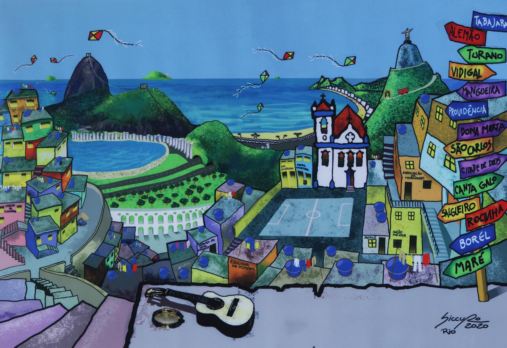 Naif Rio de Janeiro Favela Landscape Giclee Print on Canvas - Rio ...