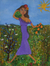 'Picking Fruit' - Signed Naif Painting of a Brazilian Girl with Fruit thumbail