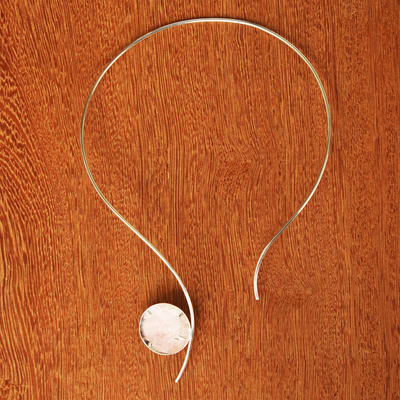 Halskette mit Rosenquarz-Kragen - Moderne Halskette mit Rosenquarz-Kragen