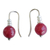 Jade and cultured pearl drop earrings, 'Crimson Belle' - Faceted Red Jade and White Cultured Pearl Drop Earrings (image 2a) thumbail