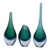 Handblown art glass vase, 'Wave's Tear' - Blue-Green Murano-Inspired Art Glass Decorative Vase (image 2a) thumbail