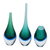 Vase aus mundgeblasenem Kunstglas, 'Wave's Tear' - Blau-grüne Murano-inspirierte dekorative Vase aus Kunstglas